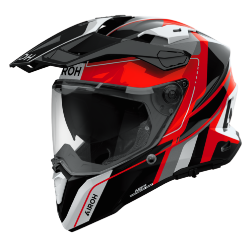 Casco Moto Adventure Airoh Commander 2 Skip Rosso Lucido