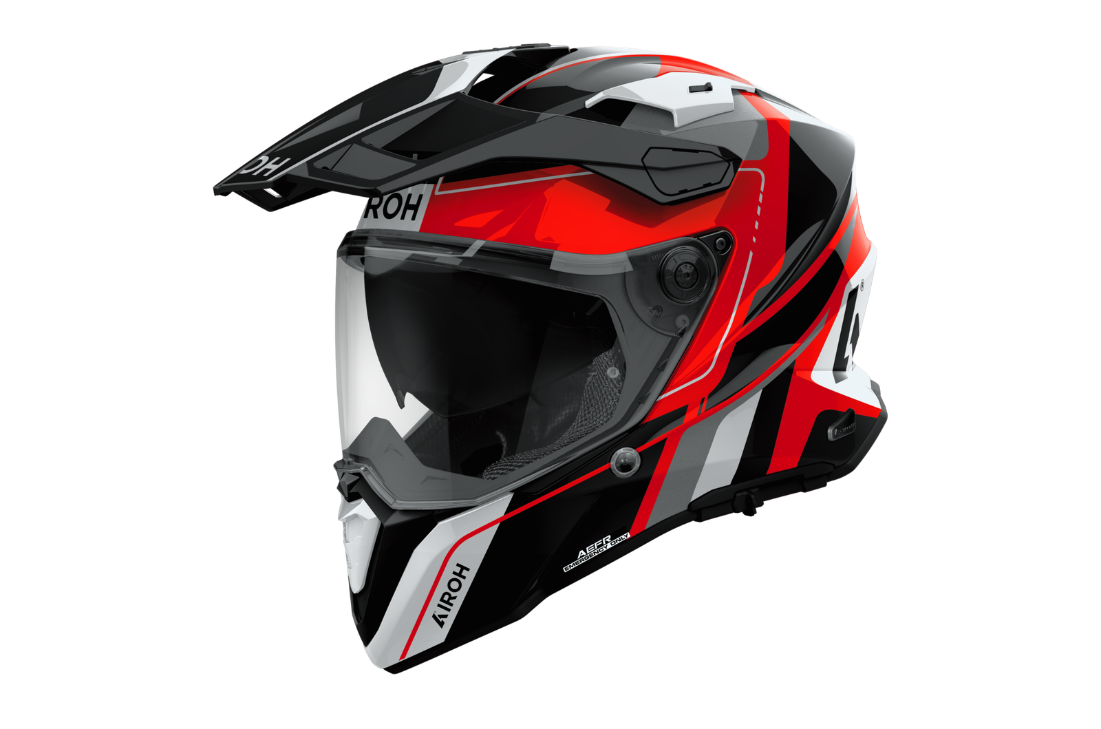 Casco Moto Adventure Airoh Commander 2 Skip Rosso Lucido