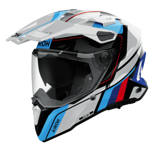 Casco Moto Adventure Airoh Commander 2 Skip Bianco/Rosso Lucido