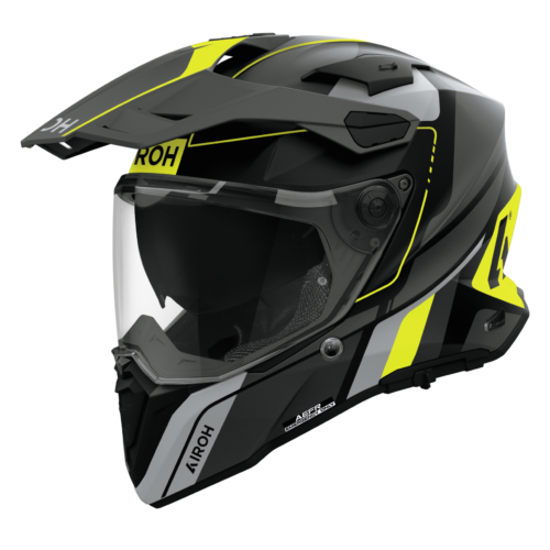 Casco Moto Adventure Airoh Commander 2 Skip Giallo Opaco