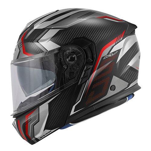 Casco Moto Modulare Kappa KV50 Escalade Nero Opaco/Titanio/Rosso