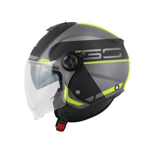 Casco Demi-Jet Kappa KV60 Basic Nero Opaco/Titanio/Giallo