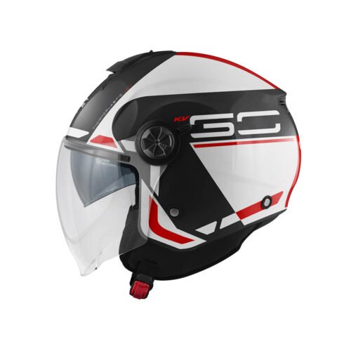 Casco Demi-Jet Kappa KV60 Basic Nero Lucido/Bianco/Rosso