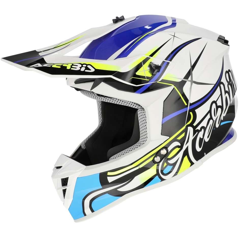 Casco Moto Cross Acerbis Linear 22.06 Bianco Blu