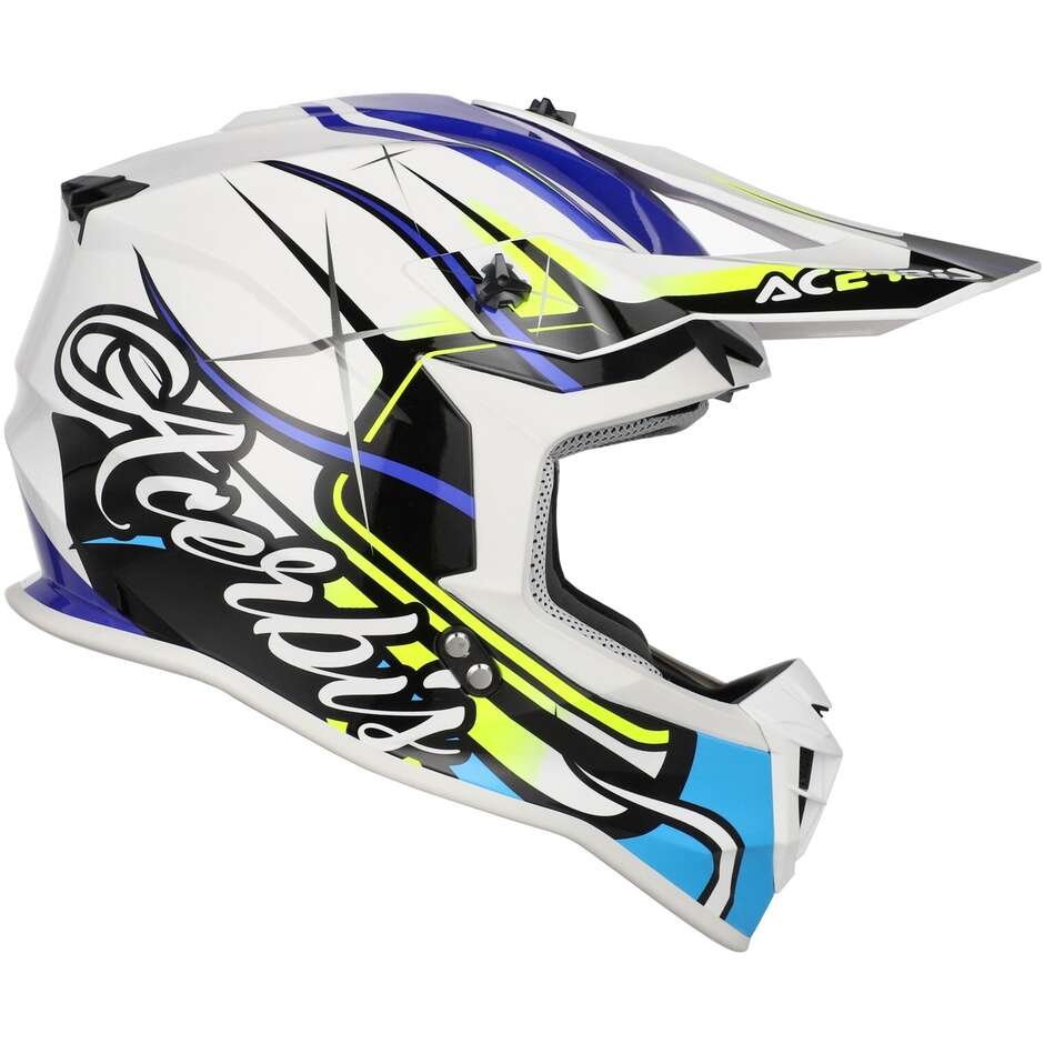 Casco Moto Cross Acerbis Linear 22.06 Bianco Blu - immagine 4