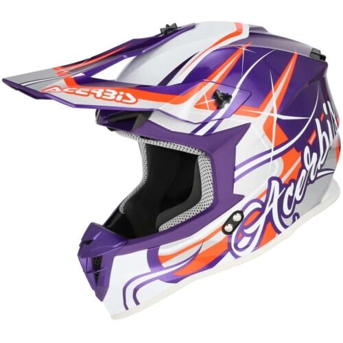 Casco Moto Cross Acerbis Linear 22.06 Viola Bianco
