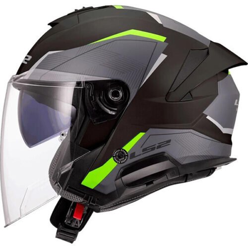 Casco Moto Jet LS2 Verso II Air Nero/Giallo Fluo
