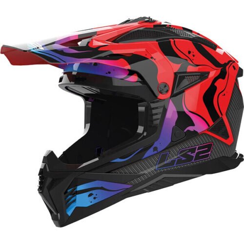 Casco Moto Cross LS2 MX708 Fast II Wash Nero/Rosso/Blu