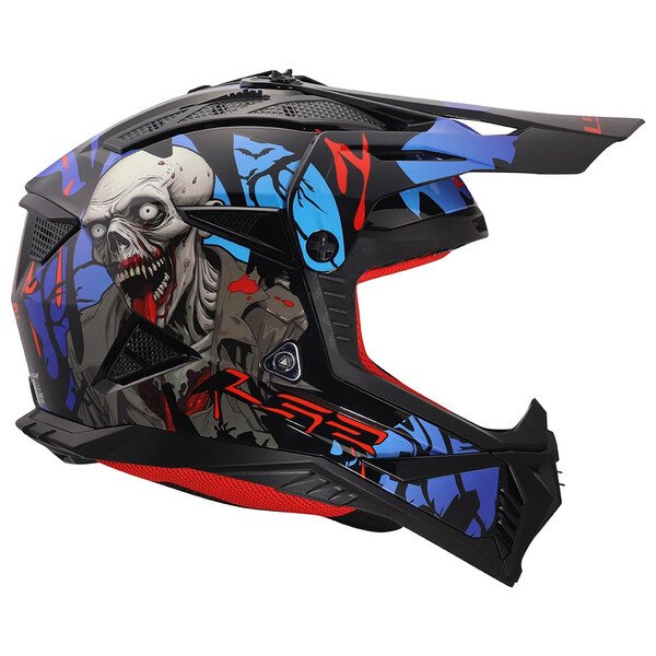 Casco Moto Cross LS2 MX708 Fast II Zombie II Nero/Rosso/Blu - immagine 3