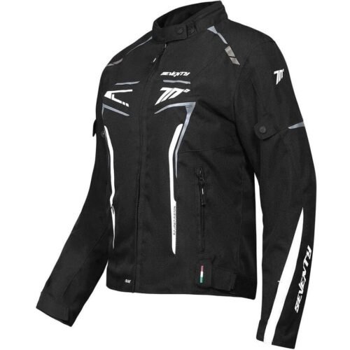 Giubbotto Moto Donna Seventy Degrees SD-JR67 PISTON Nero Bianco