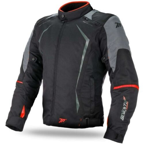 Giubbotto Moto Tecnico In Tessuto Seventy JR47 Racing Line Nero Rosso