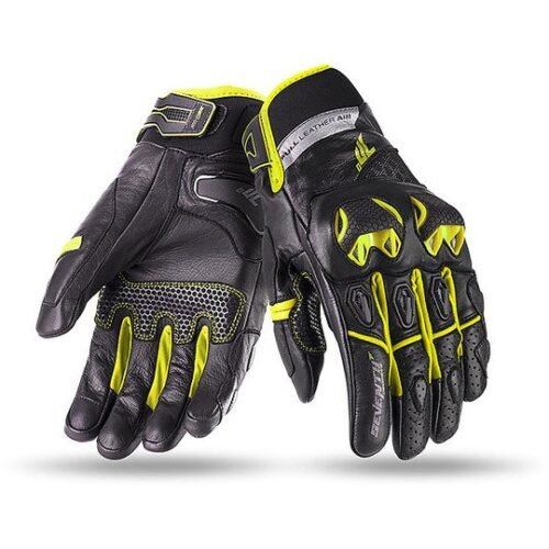 Guanti Moto Estivi Seventy In Pelle N32 Nero Giallo