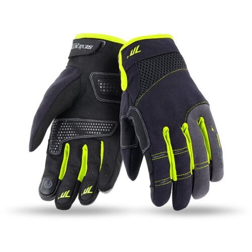 Guanti Moto Estivi Seventy SD-C48 Nero Giallo Fluo Certificati