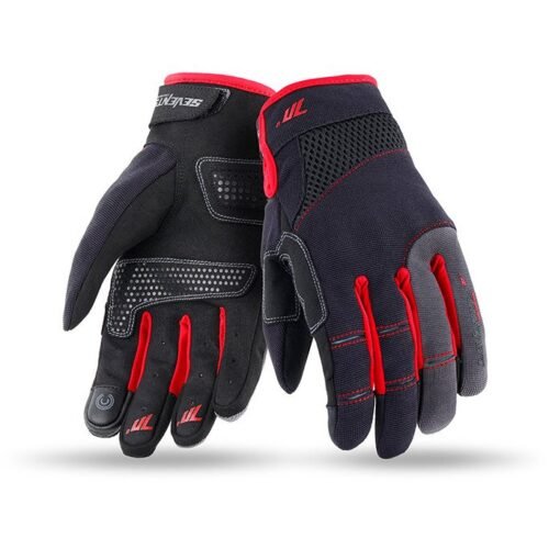 Guanti Moto Estivi Seventy SD-C48 Nero Rosso Certificati