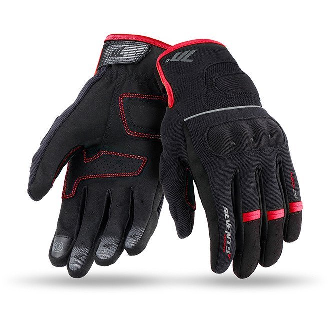 Guanti Moto Estivi Seventy SD-C54 Nero Rosso Certificati