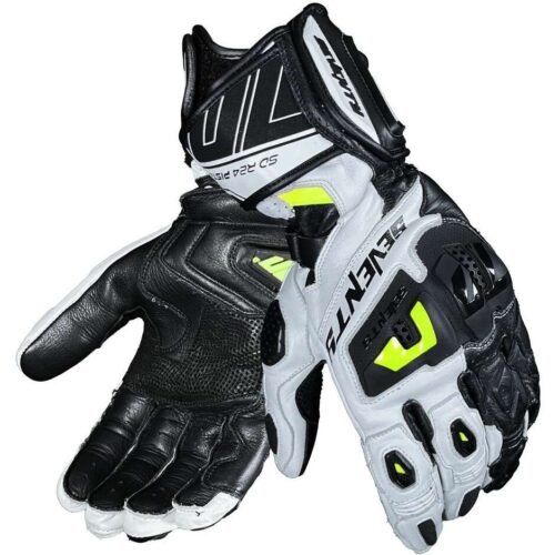 Guanti Moto Seventy Degrees SD-R24 PISTA Bianco Nero Giallo Fluo