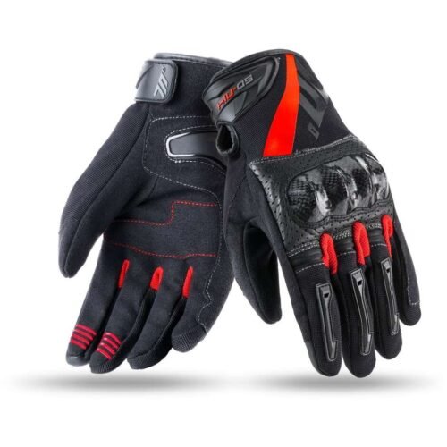Guanti Moto Tecnici Estivi Seventy Con protezioni In Tessuto N14 Omologato Nero Rosso
