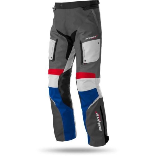 Pantaloni Moto In Tessuto Seventy PT3 Touring Grigio Rosso Blu